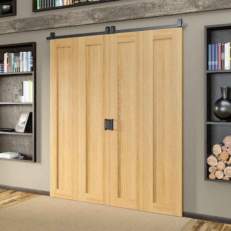 Quiet Glide Black 72 in. Double Bi-Fold Top Mount Sliding Barn Door Track and Hardware Kit NT.BF1500.TM.08-6-2